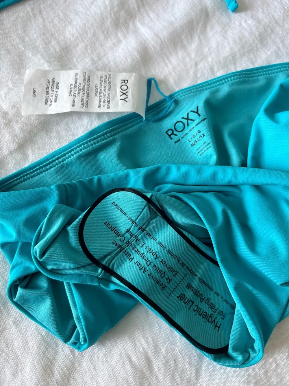 Roxy Bandeau Bikini Set NWT Large Turquoise Adjustable Swim Set Beach Resort